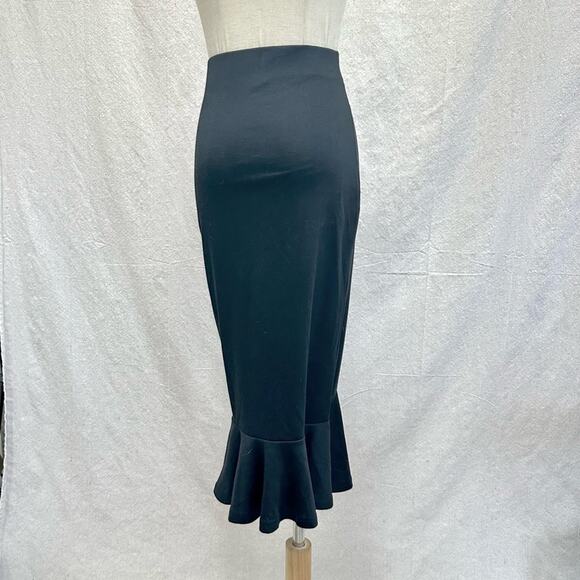 Rockabilly pinup black ponte knit bodycon tulip midi skirt size small‎ pull on - Picture 11 of 11